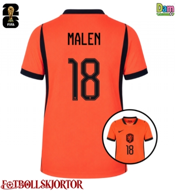 Nederländerna Donyell Malen #18 Hemmatröja Dam VM 2026 Kortärmad